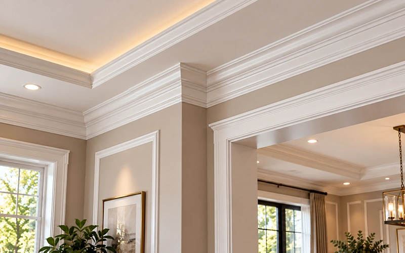 Elegant Layered Ceiling and Moulding Interiors